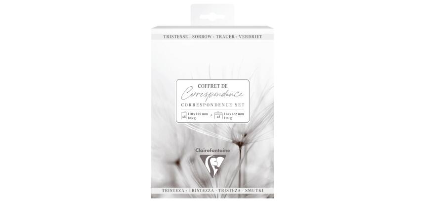 SET DE CORRESPONDANCE THÉMATIQUE, 8 enveloppes Pollen C6 (114x162mm) 120g + 8 cartes pliées 110x155m 185g, Condoléances