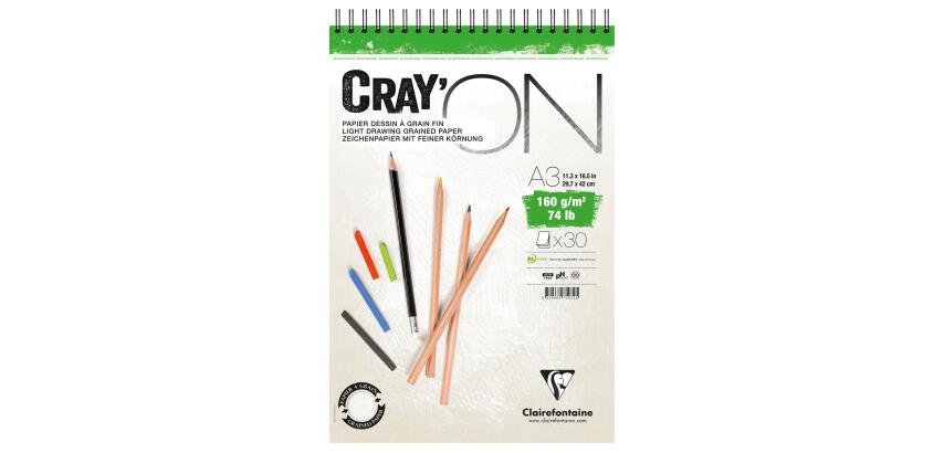 Clairefontaine Cray'ON Spiral Pad - A3 - 30 Sheets - 160gsm