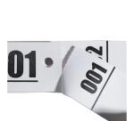 Carnet de 50 tickets vestiaires numérotés de 3 volets (dont 2 volets avec trous) - Format 20x3 cm
