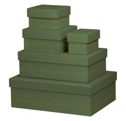 Rhodiarama set van 5 nestbare dozen in Italiaans kunstleer 44x34x16 cm