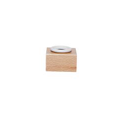 Encrier porcelaine rond et support en bois