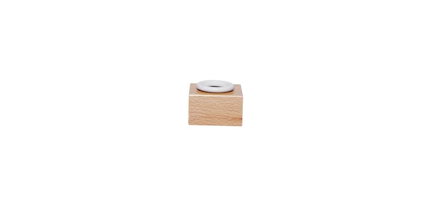 Encrier porcelaine rond et support en bois