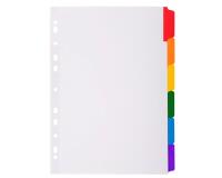 Intercalaires carte blanche 160g avec onglets couleurs renforcés - 6 positions - A4 - Blanc