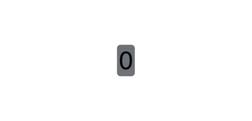 Sign adhesive aluminium effect Number 0 2.5x4.4 cm - Grey