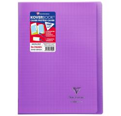 Cahier piqué Koverbook A4 96 pages grands carreaux couverture polypropylène transparent
