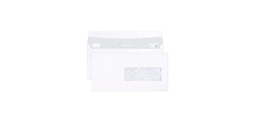 Boite de 500 Enveloppes Blanches C6/5-114x229mm - Auto-Adhésives - 80g/m2 - Fenêtre Papier Cristal 40x110 (position 30/20) - Blanc