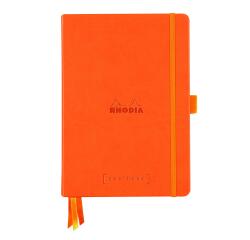 Rhodiarama Goalbook A5 met hardcover, 120 blad gestippeld wit papier van 90g - Licht oranje