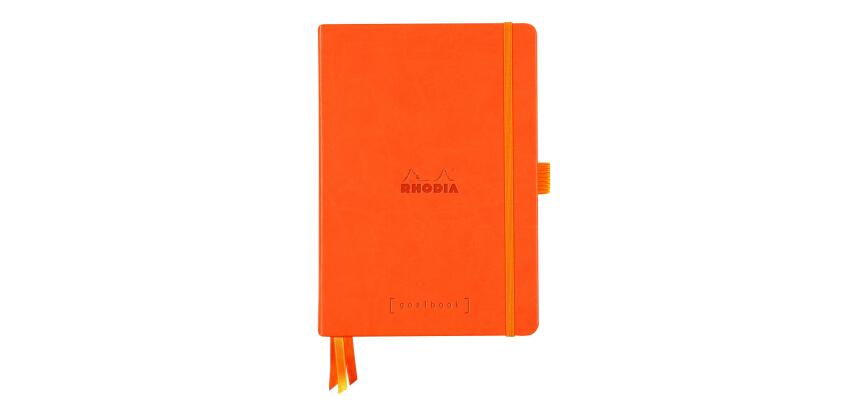 Rhodiarama Goalbook rembordé rigide A5 240 pages dot papier blanc 90g - Tangerine