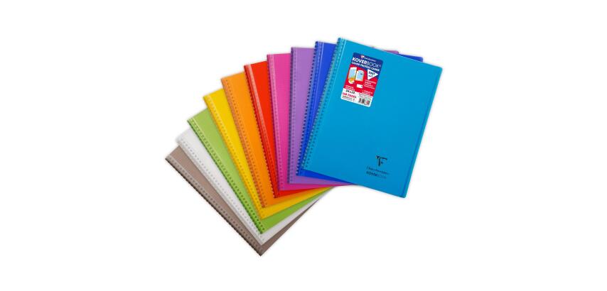Cahier reliure intégrale enveloppante Koverbook 24x32cm 160 pages petits carreaux couverture polypropylène transparent - Assortis