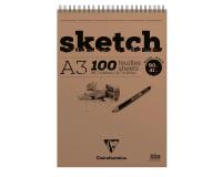 Sketch bloc spiralé 100F A3 90g - Blanc