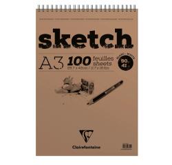 Sketch bloc spiralé 100F A3 90g - Blanc
