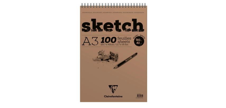 Sketch bloc spiralé 100F A3 90g - Blanc