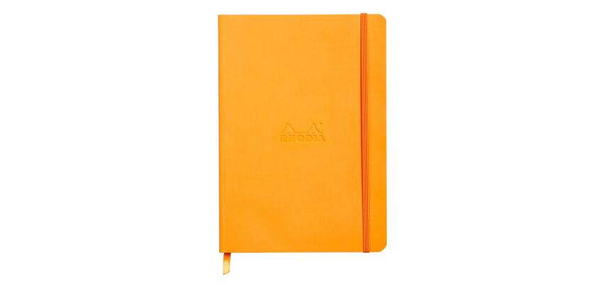 Rhodiarama carnet souple A5 160 pages dot papier ivoire 90g fermeture élastique - Orange