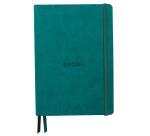 Rhodiarama Goalbook Creation rembordé rigide A5 160 pages papier Maya noir lisse dot 120g avec élastique - Paon