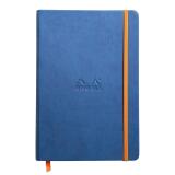 Rhodiarama carnet rembordé rigide A5 192 pages ligné papier ivoire 90g fermeture élastique - Saphir