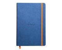 Rhodiarama carnet rembordé rigide A5 192 pages ligné papier ivoire 90g fermeture élastique - Saphir