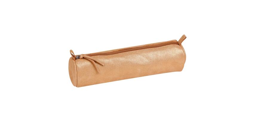 CÉLESTE CUIR Trousse ronde Ø5,5x22 cm Disco Or
