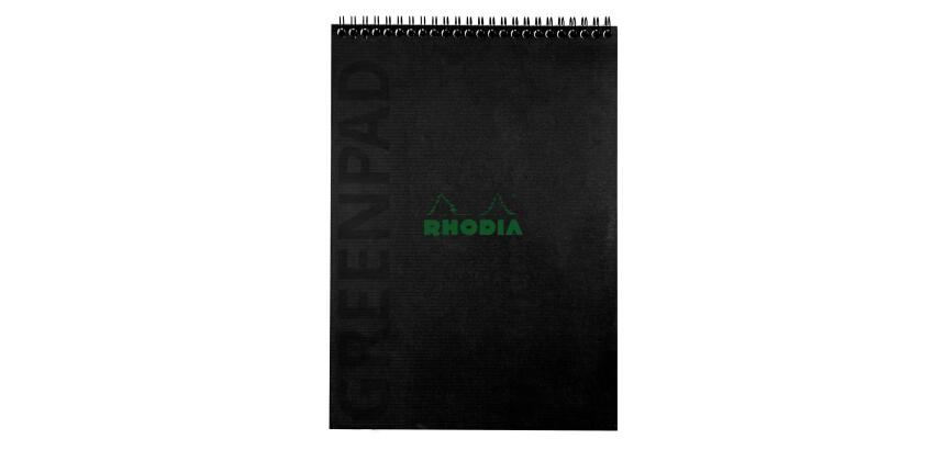 Bloc reliure intégrale GREENPAD, A4+, quadrillé, noir