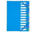 Trieur rigide HARMONIKA® Campus Neon dos extensible 12 compartiments - Bleu
