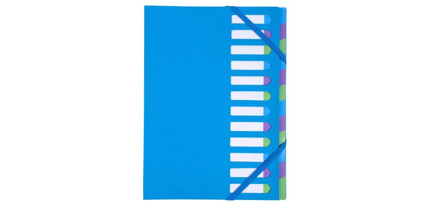 Trieur rigide HARMONIKA® Campus Neon dos extensible 12 compartiments - Bleu