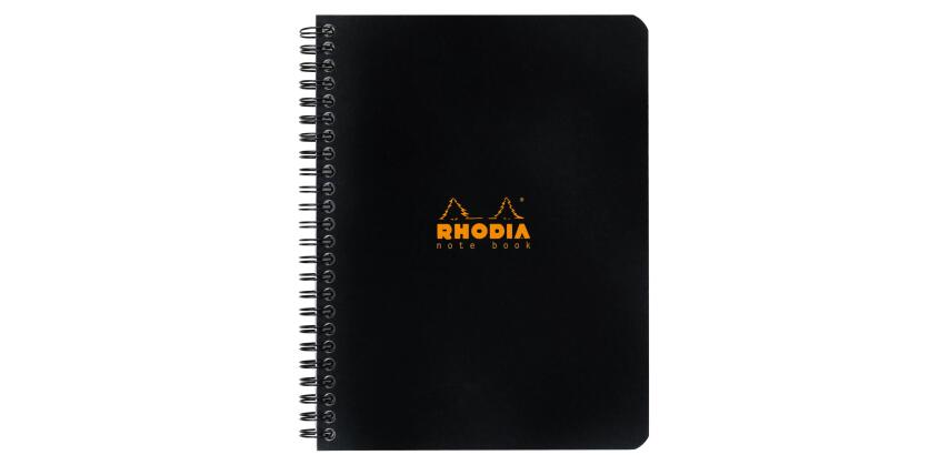 Notebook Rhodia Classic reliure intégrale 16x21 cm 160 pages petits carreaux 5x5 détachables 80g - Noir