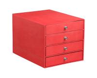 Rhodiarama trieur 4 tiroirs simili cuir italien 24,8x32,7x22,8 cm - Corail