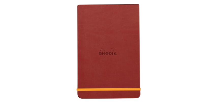 Rhodiarama Webnotepad rembordé rigide A5 192 pages ligné microperforé papier ivoire 90g fermeture élastique - Nacarat