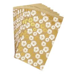 Sachet de 50 pochettes kraft, 24x35+6cm, fleurs - Blanc