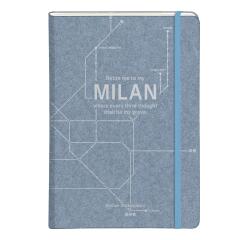 Jeans métro, Notizbuch mit festem Einband A5, 48 Blatt liniert, mit dehnbarer Tasche, sortiert - Jeansblau