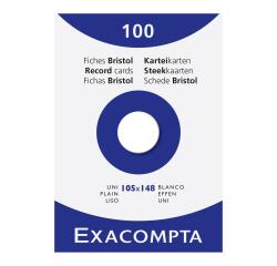 Estuche Exacompta de 100 fichas Exacompta cartulina Bristol . Liso sin taladro 105x148mm - Blanco