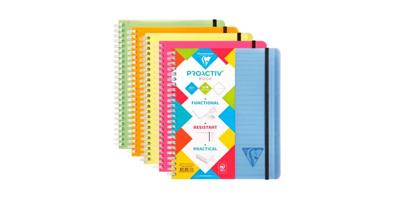 Linicolor FRESH, PROACTIV'BOOK mit Doppelspirale 16x21 cm, 80 Blatt 90g liniert mit Rand, Einband aus gerilltem Polypropylen - Sortiert