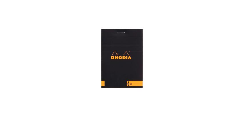 Bloc agrafé Rhodia le R N°11 7,2x10,5 cm 70 feuillets ligné 90g - Noir