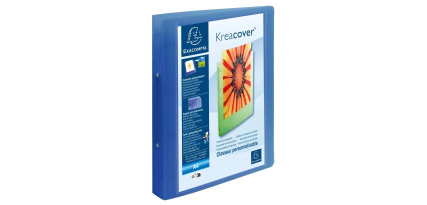 Festes Ringbuch aus PP Chromaline 1mm, 2 Ringe 30mm, Rückenbreite 40mm, für DIN A4 Maxi, Kreacover - Farben sortiert