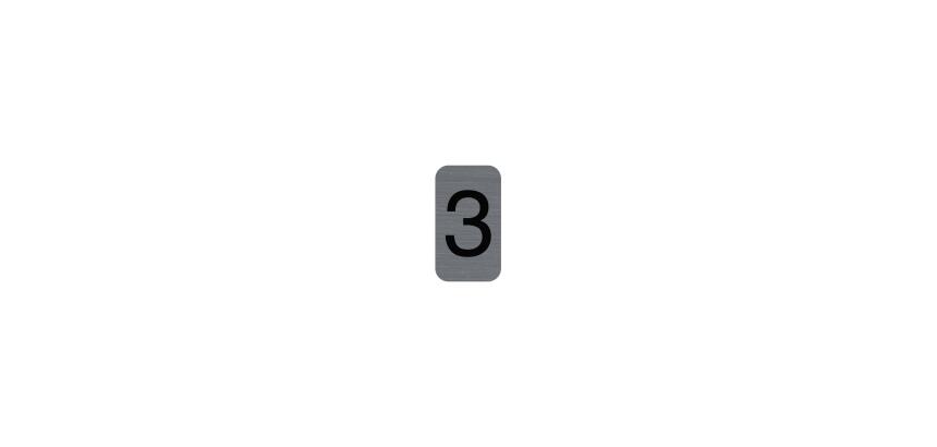 Sign adhesive aluminium effect Number 3 2.5x4.4 cm - Grey