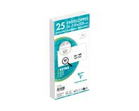 Paquet de 25 Enveloppes Blanches DL-110x220mm - Auto-Adhésives - 80g/m2 - Fenêtre Papier Cristal de 35x100 (position 20/20) - Blanc