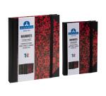 Marmor Notizbuch 170x110, 192 linierte Seiten - Rot