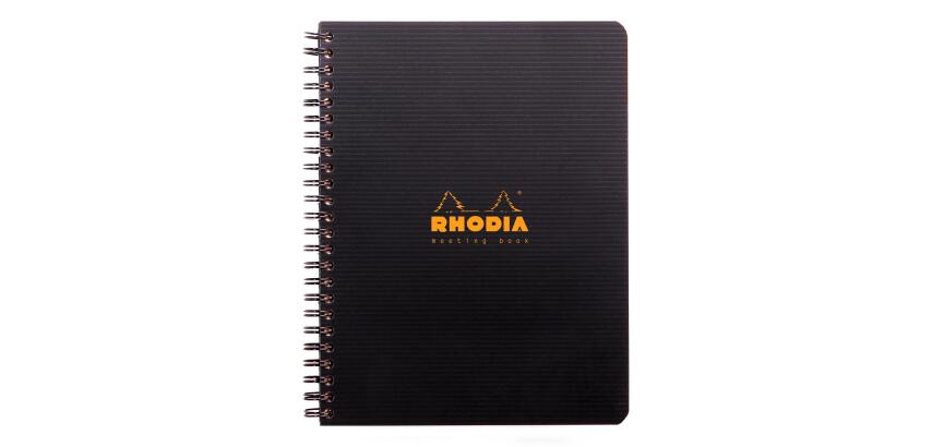 Meetingbook Rhodiactive 90g reliure intégrale A5+ 160 pages microperforé non perforé - Noir