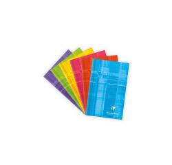 Carnet brochure rembordée rigide 7,5x12cm 128 pages petits carreaux - Assortis