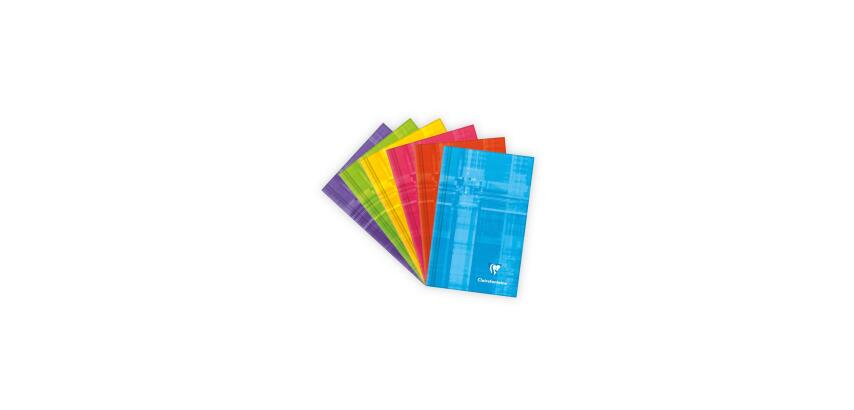 Carnet brochure rembordée rigide 7,5x12cm 128 pages petits carreaux - Assortis