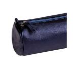 Clairefontaine Leather Round Pencil Case - #5.5x22cm - Petrol/Oil