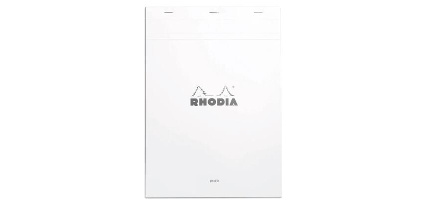 Bloc agrafé Rhodia N°18 21x29,7 cm 80 feuillets ligné avec marge 80g - Blanc