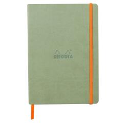 Rhodiarama carnet souple A5 160 pages ligné papier ivoire 90g fermeture élastique - Céladon
