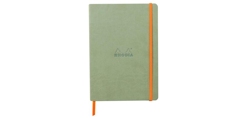 Rhodiarama carnet souple A5 160 pages ligné papier ivoire 90g fermeture élastique - Céladon