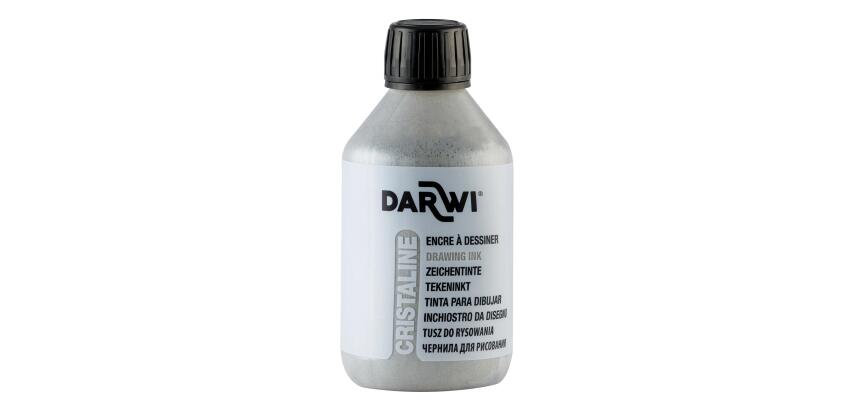 DARWI Zeichentinte, Flasche 250ml, Silber - Silber