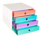 Exacompta Candy Tidy Filibox Filing Module, 4 Drawers - Assorted colours