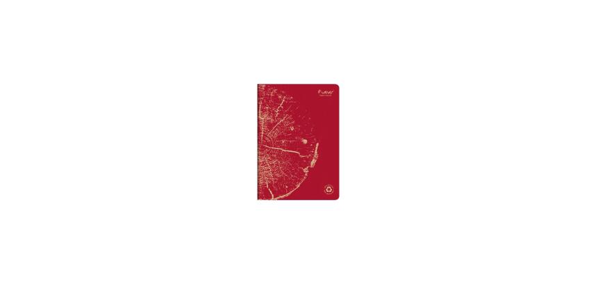 Cahier piqué FOREVER PREMIUM 100% recyclé A4 96 pages ligné papier recyclé blanc 90 g - Rouge brique