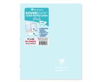 Cahier piqué Koverbook Blush 17x22cm 96 pages grands carreaux couverture polypropylène opaque bicolore - Bleu givré/Corail