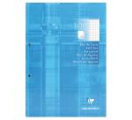 Bloc de cours encollé grand côté A4 200 pages détachables perforées 2 trous petits carreaux + marge - Bleu ciel