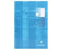Bloc de cours encollé grand côté A4 200 pages détachables perforées 2 trous petits carreaux + marge - Bleu ciel