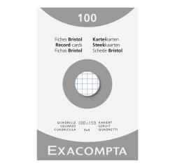 etui 100 steekkaarten bristol - geruit 5x5 niet geperforeerd 100x150mm - Wit